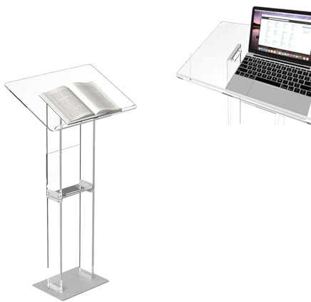 Rednerpult Acryl, Transparentes Rednerpult Podien StäNder, Kirchen Kanzel Lectern Schreibtisch, Lectern Podien Stehpult Home-Office mit Ablagefach für Kirche, BüRo, Schule