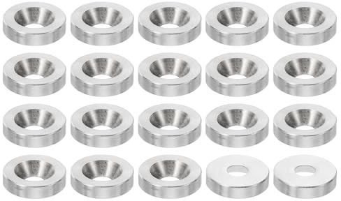 PATIKIL Rondelle de Finition M4 à Tête Fraisée, Lot de 20, Diamètre de 13 Mm, Hauteur de 3 Mm, en Acier Inoxydable 304 Massif, Pour Vis à Tête Plate, Pour La Construction