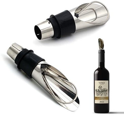 2x Tappo Vino Versatore, Tappo Salvagoccia per Bottiglia di Vino, Liquore e Olio in Acciaio Inossidabile, Aerating Beccuccio da Sommelier, Pouring Antigoccia, Wine Pourer Riutilizzabile
