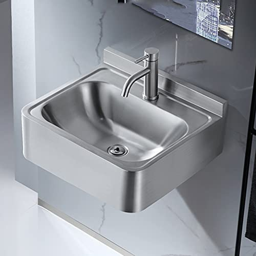 Stainless Steel Washbasin, Wall-Mounted Corner Washbasin, Mini Triangle Sink with Drain for Bathrooms, Bars, Cafes, Save Space (Color : Silver, Size : D(43x41.2x15cm)) (Silver D(43x41.2x15cm))