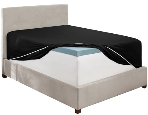 Hearth & Harbor Extra Deep Pocket California King Fitted Sheet - Fits 18 to 24 Inch Mattress – Ultra Soft 1800 Microfiber, Wrinkle-Free & Breathable – Hotel Luxury Fitted Sheet Only, Black