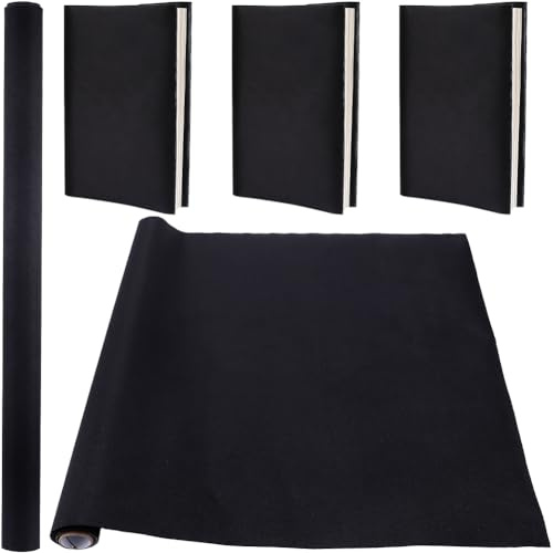 CRASPIRE Tela de Seda de 110 x 42 cm para Encuadernación de Libros Superficie de Tela Negra Cubierta para Libros con Respaldo de Papel Suministros de Encuadernación Protector de Cubierta para