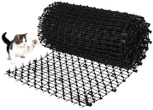 FUNSUEI Pinchos Anti Gatos de 28 cm x 4 m, Alfombras Anti Gato con Puntas, para Jardín, Valla, Parterre