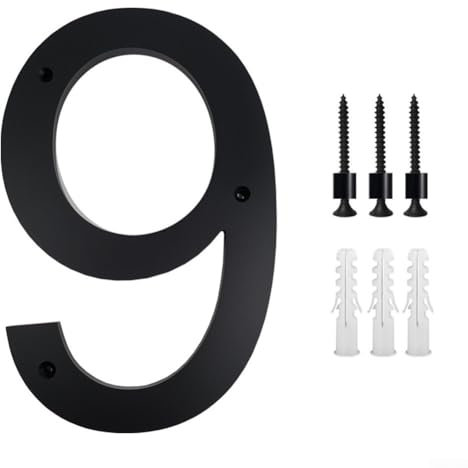 ZAMETTER Numeri civici galleggianti 25,4 cm, grande 0-9, cartello digitale da giardino, cortile, numero civico (9)