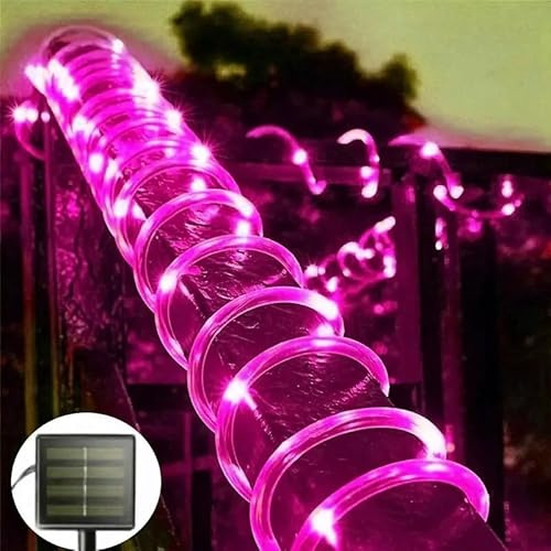 SHANJIA Luci della corda solare, 7.5M/25ft 50LEDs Luce solare fata impermeabile, Luci Stringa di Natale Esterno Solare per All'aperto,Giardini,Patio,Case,Festa di Natale (Rosa)