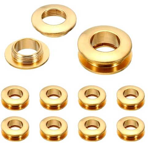 PATIKIL 10.5mm(2/5 Inch) Solid Brass Hole Eyelets, 10 Pcs Arc Surface Self Backing Grommets with Washer for Leather Craft, Brass Tone