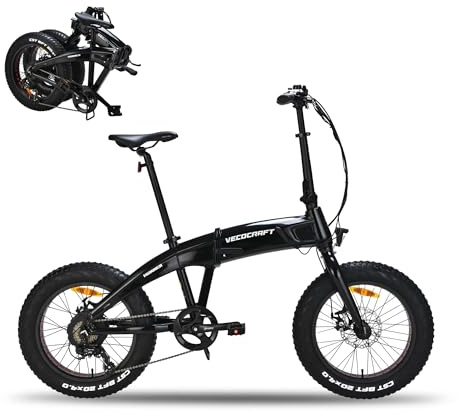 VecoCraft Hummer E Bike Klapprad 20 Zoll Elektrofahrrad mit 48V 10Ah Akku bis zu 80KM. E-Faltrad mit 4.0 Fettreifen, 7 Gäng Elektrofahrräder Trekking/City für Damen und Herren.