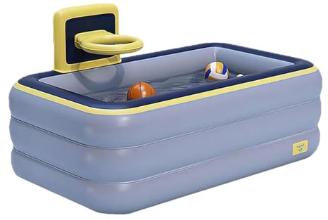 Piscinas sobre Suelo | Piscina para niños Plegable y Engrosada con aro de Baloncesto,Piscina Hinchable, Piscinas para Niños Piscina para Jardín Exterior Familia