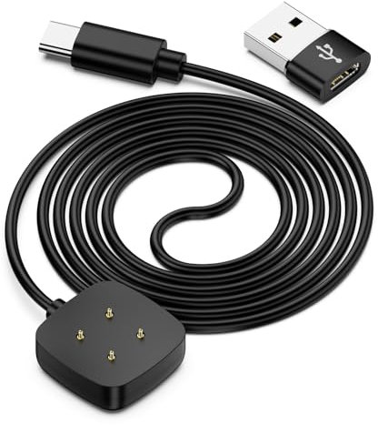 NENASEW USB C Ladegerät und Ladekabel für Fitbit Sense/Sense 2/Versa 3/Versa 4 - 100cm Dock Ladestation mit USB C auf A Adapter für Smartwatch