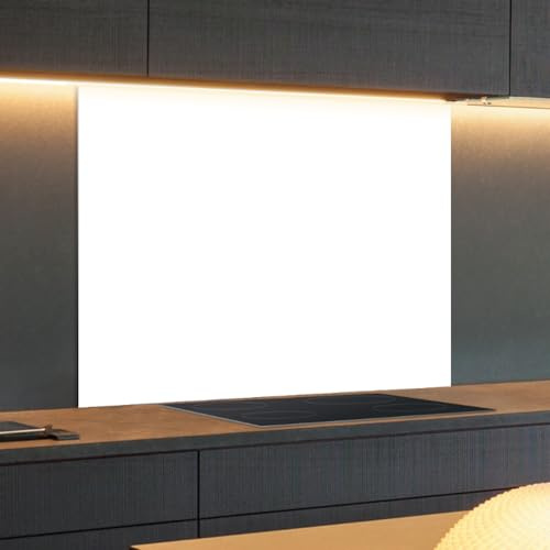 Spritzschutz Küchenrückwand Glas 80 x 60 cm Weiß, Küchenwand Wandschutz, Herd Spritzschutz, Rückwand Küche Glas, Pfannenspritzschutz - RUECKWAND24