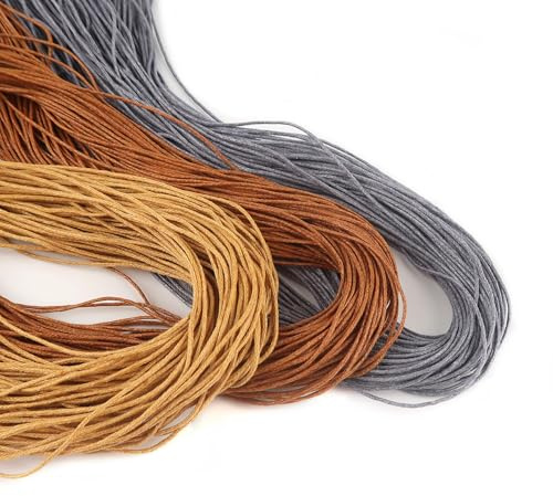TOAOB 105 Meters 1 mm Gewachste Baumwollschnur Grau Orangegelb Roterkaffee | Wachsband für Schmuckherstellung, Baumwollkordel DIY Handwerk Machen, Strapazierfähige, DIY Armband, Halskette, String perlen