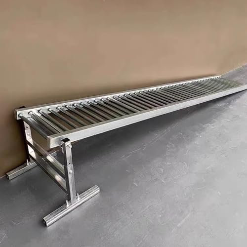 Stainless Steel Conveyor with Adjustable Height Stand Rollers and Frame for Logs Cartons and Woodworking W 30cm(12 in) x 6m/19.6ft