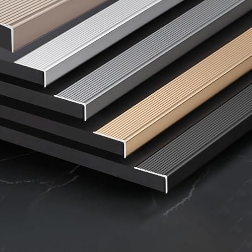 GFYHTN Treppenkantenprofil In L-Form, Aluminium, 90cm rutschfeste Treppenstufe, Stufenkanten-Übergangsstreifen Für Parkett Und Laminat, Breite 30 40 50 70 100mm, Einfachszuinstallieren(Gold,W5x2cm)