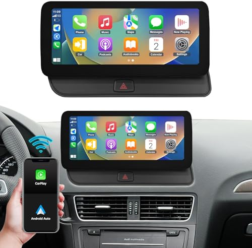 Ninetom 12.3 CarPlay Car Stereo for 2009-2017 Audi Q5 with 3G MMI System | HD Linux Car Stereo, Car Radio Supports Wireless CarPlay, Android Auto, Mirrorlink, Camera, Siri, Retains factory functions