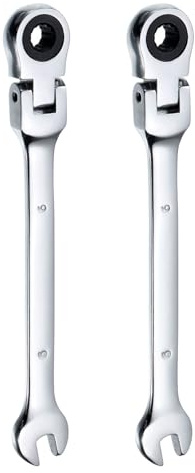QUARKZMAN 2 Pcs Llave de Trinquete de Cabeza Flexible 6mm 180° Cabeza Giratoria Trinquete Métrico, Llaves Combinadas de 72 Dientes, Trinquete de Extremo Abierto de Acero al Cromo-Vanadio