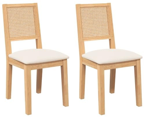 vidaXL Sillas de Comedor con Cojines 2 uds Madera Maciza Caucho, Silla de Comedor, Silla de Cocina, Asiento de Comedor, Silla, Silla de Sala de Estar