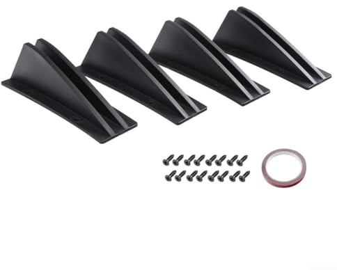 Hasaller Alerón para parachoques trasero de coche, 4 piezas, difusor de parachoques trasero de coche, alerón curvado de ABS, alerón de labios, aleta de tiburón, juego de decoración universal