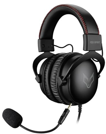 Fox Spirit DH1 - Micro-Casque Gamer Filaire 2m - Noir - Compatible avec PS4/5 - Xbox Serie S/X - PC - Consoles - Confort & Immersion - Micro Amovible - Jack 3.5 mm