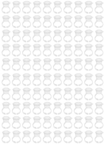 Lot de 100 anneaux d'encre pour extensions de cils - Porte-encre pigmentée - Avec couvercle, Default