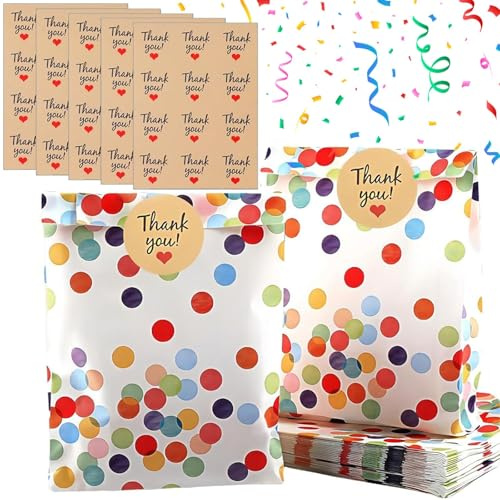 50 Stück Geschenktüten Kindergeburtstag+60 Stück Aufkleber, Mitgebsel Tüten Kindergeburtstag, Geburtstagstüten Kinder Ist Einfach Zu Bedienen, Papiertüten Kindergeburtstag für Hochzeit Party