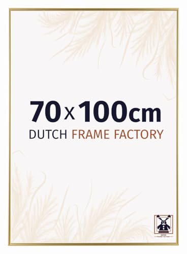 Dutch Frame Factory - Bilderrahmen 70x100 cm Gold - Kunststoff | Antireflex-Acrylglas aus Kunststoff, Wandmontage, Geeignet für Fotos, Poster und Puzzles, Easy, Made in Holland
