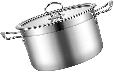 LIFKOME Olla De Acero Inoxidable 16 Cm Multifuncional Para Sopa y Vapor, Cocina Doméstica, Apta Para Inducción, Caldera Resistente Para Fideos y Comidas, Olla Pequeña Con Fondo Simple, Uso Diario