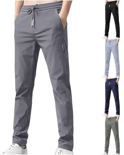 Generisch Hose Herren Cargo Hosen Sale Baggy Sommerhose Baumwolle Sommer Cargohose Angebote Jungen Jogging Hose Einfarbige Freizeit Rote Stoffhose Schlupfhose Prime Dunkelgrau M