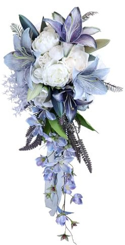 ZEPFJHE Bouquet da sposa con gigli di simulazione composizione floreale per matrimoni e feste