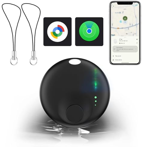 Air Tracker Tag Android Smart Tag, GPS Tracker Schlüsselfinder Android kompatibel mit Google Mein Gerät Finden, Bluetooth KeyFinder für Gepäck/Reisepässe/Koffer/Geldbörse (1 Blak)