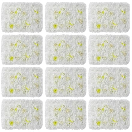 Caskunbsy Mur de fleurs artificielles en 12 pièces - Dahlias, roses et hortensias (60 x 40 cm) - Facile d'entretien et réutilisable - Pour mariages et événements