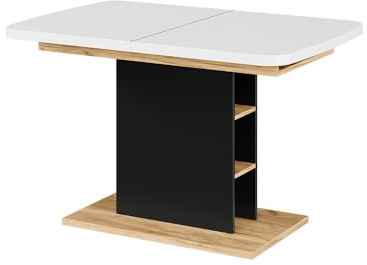 Vicco Esstisch Fenaro, Weiß/Goldkraft Eiche, 120-160 x 80 cm | mit offenen Fächern, ausziehbar für variable Tischgrößenanpassung