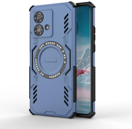 HAFFAN Funda Carcasa para Motorola Moto Edge 40 Neo (6.55 Inches) Armadura Antigolpe Slim Protectora, Silicona Magnética, 360 Bumper, Carga Inalámbrica - Azul