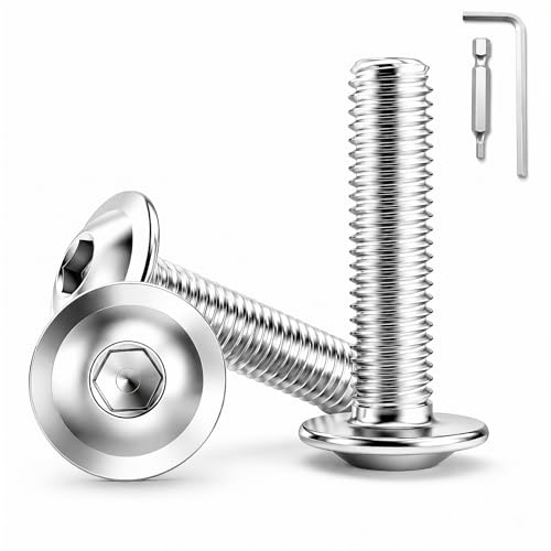 NZNSML 30 Stück Linsenkopfschrauben M6 x 12 mm Innensechskant Schrauben | Flachkopfschrauben M6 Edelstahl Schrauben Edelstahlschrauben Vollgewinde für Möbel Holz Mechanisch mit Inbusschlüssel