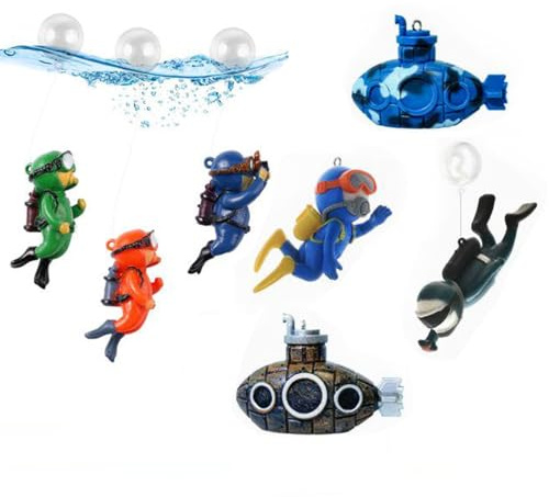 MmotZsb Aquarium Deko 7-teiliges Set Mit Taucherfiguren Und Mini-U-Booten, Bunte Unterwasserwelt Für Aquarien, Aquarium Zubehör Deko Ideal Für Klein Und a quarium Für Kinder ﻿