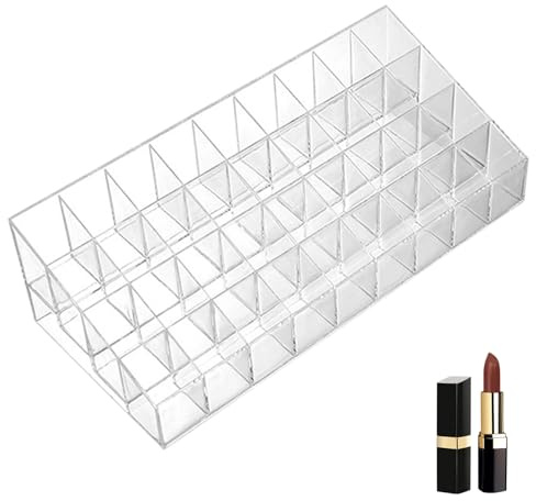 Soporte para lápiz labial – organizador de acrílico transparente con 9/24/36/40 compartimentos, de almacenamiento cosmético de oficina, organizador de maquillaje duradero, fácil de ,