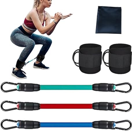 Juego de 5 Bandas de Resistencia para piernas, Bandas elásticas para el Tobillo, moldeando la Pierna de la Cadera, Entrenamiento de Fuerza Ajustable para Gimnasio en casa, Adelgazar el Muscular