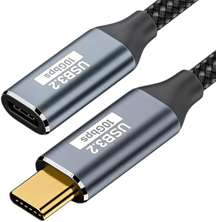 ZenithCove USB C Extension Cable 2M, 100W PD Fast Charging & 10Gbps Data Transfer Lead 4K@60Hz USB 3.2 Male to Female Extender for MacBook Pro/Air iPad Pro iPhone 15 Galaxy S24 Laptops & Docks
