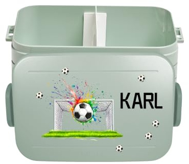 Mepal Fiambrera personalizada Take a Break, portería de fútbol, fiambrera con separador