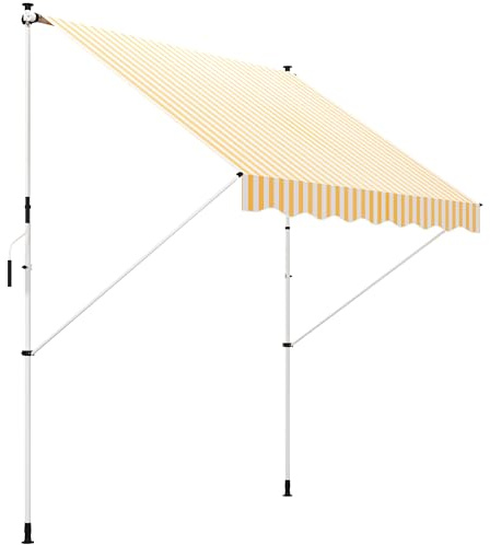 Outsunny Toldo Manual Retráctil 3x1,5 m Altura Ajustable Naranja | 170-280 cm, Toldo Exterior Terraza Enrollable, con Manivela, Anti-UV e Impermeable, Sin Taladro, para Balcón, Jardín