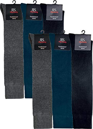 RS. Harmony | Kniestrümpfe für Herren | Extra Qualität Kneehigh | 6 Paar | schwarz, marine, grau | 43-46
