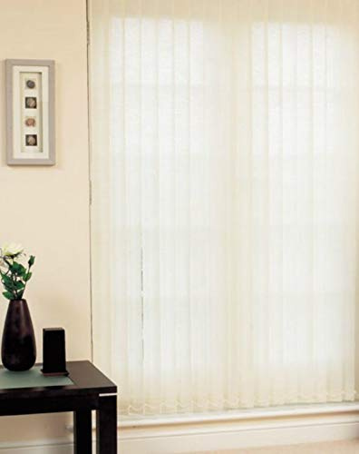 ABC Decor DIY Vertical Blind Kit, 122cm wide x 137cm drop, Cream Leaf/Feather Design Fabric, 3.5 inch slats