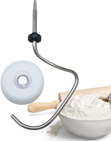 Lichtblau Knethaken mit Teigabweiser weiß für Küchenmaschine Bosch I Ersatz Knethaken passend für Bosch MUM4 und MUM5 I Knethaken-Abstreifer für Küchenmaschine I Zubehör Bosch MUM4/MUM5