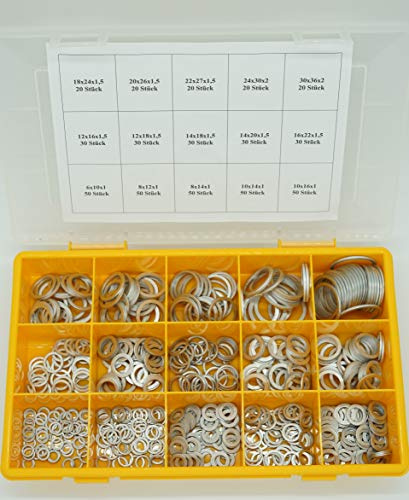 Dichtung Dichtringe Sortiment Aluminium Ölwanne Alu Ring Sortiment 500 TEILIG