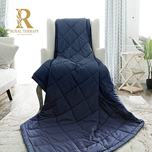 Royal Therapy Weighted Blanket Adults Bed (15lb, 48x78', Twin/Full Size Comfort) 100% Calming Cotton Blanket with Glass Beads