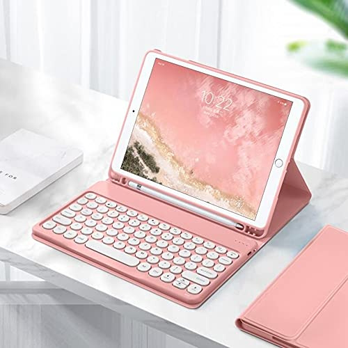 Disonbeir Funda con teclado para iPad Air 2 Pro de 9.7 pulgadas, funda de teclado BT desmontable inalámbrica con soporte para lápiz para iPad de 6ª/5ª generación (9.7 pulgadas, rosa)
