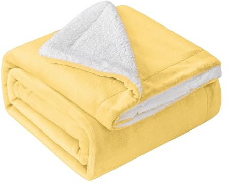 Mixibaby Hochwertige Wohndecken Kuscheldecken, extra Dicke warm Sofadecke/Couchdecke, Größe:150 cm x 200 cm, Farbe:Vanille Gelb