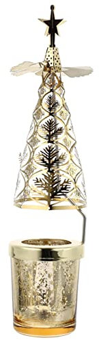 SOLUSTRE 1stück Weihnachtlicher Kerzenhalter Aus Goldener Kerzenständer Elegantes Tischdekor Für Weihnachten Rotierendes Design Für Festliche Anlässe Für Zuhause Hotel Bar Und