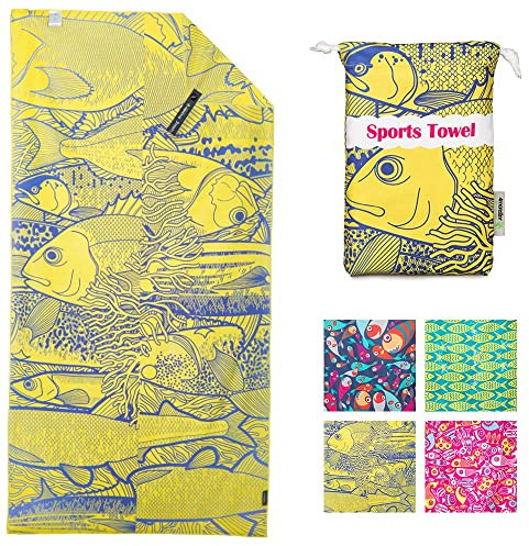 4Monster Mikrofaser Strandtuch Ultra Leicht, Sandabweisendes Handtuch Schnelltrocknend, Saugfähiges Sporthandtuch für Strand Pool Wassersport Yoga Fitness