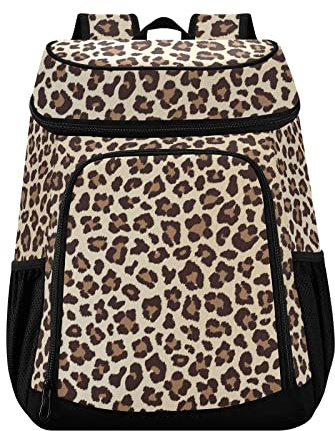 Brauner Leoparden-Kühlrucksack für Damen und Herren, Picknick, isolierte Kühltaschen, große Kapazität, Lunch-Rucksack für Arbeit, Schule, Angeln, Wandern, Camping, Park, Strand