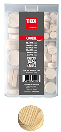 TOX Querholzplättchen-Set Cookie Wood Fichte, 82 Stk. | Größenmix zum Reparieren und Ausbessern fehlerhafter Holzstellen, 094900300